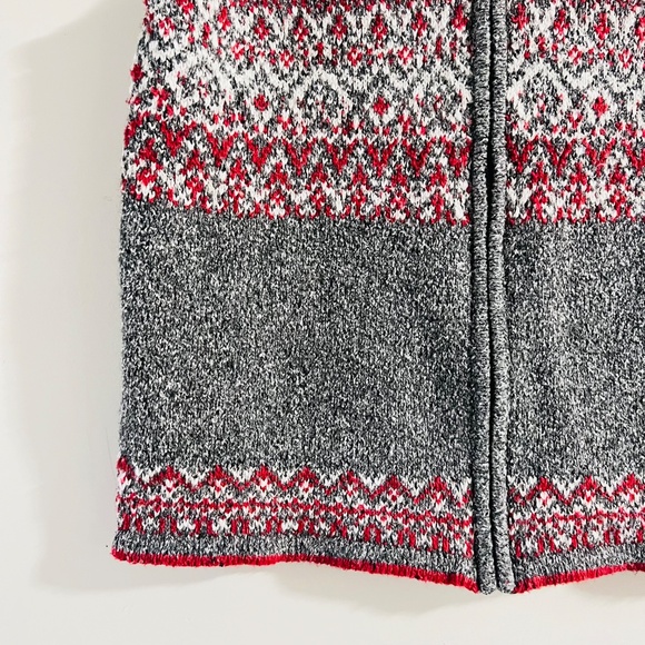 NORTHER REFLECTIONS Sweater Vest Knit Red Grey White Zippered Sweater Vest Large - Picture 4 of 10